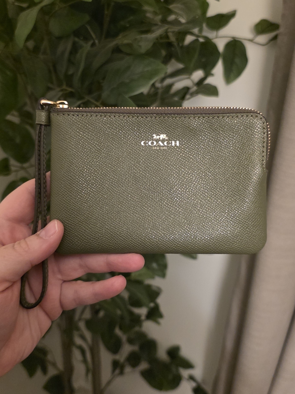COACH Olive Green Wristlet Wallet